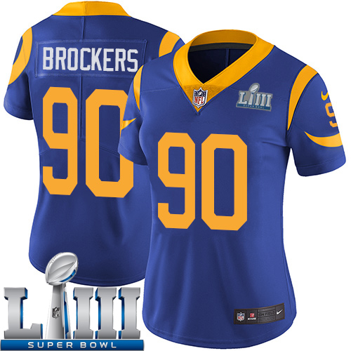 Women Los Angeles Rams #90 Brockers blue Nike Vapor Untouchable Limited 2019 Super Bowl LIII NFL Jerseys